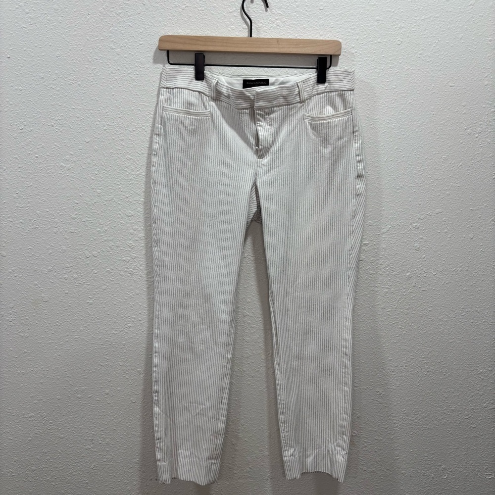 Banana Republic White with Black Pinstripe Sloan Curvy Fit Pants